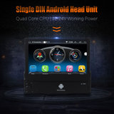 Single Din Android Quad Core 7Inch Touch Screen Car Dash Player GPS WIFI BT Head Unit Stereos 12-24V