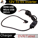DC 12V to 5V Inverter 5 Voltage Step Down Dual USB Female Hard Wire Car Charger Cable for GPS Tablet