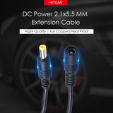 DC Power 2.1x5.5 mm Male to Female Male 1 to 2 Splitter Plug Extension Cable Adapter for Car 