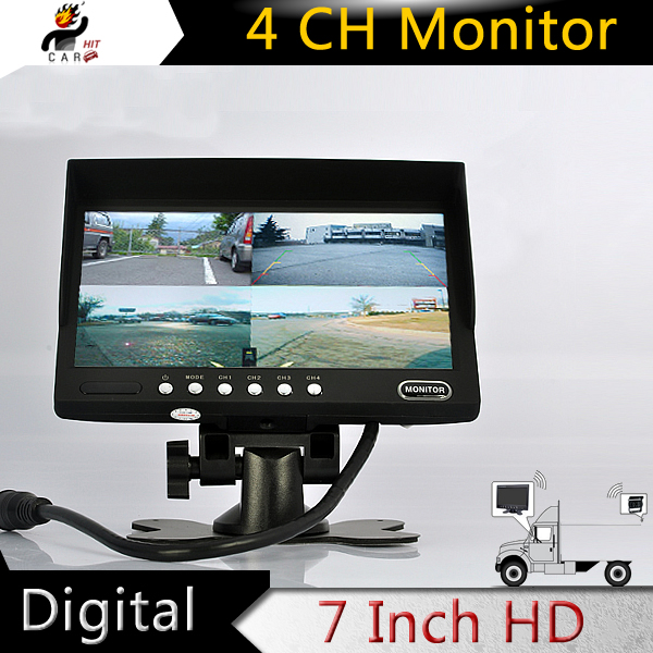 7 Inch Split 4 Channel Quad Video LED Monitor Screen for Car BUS Truck Trailer Reverse Parking